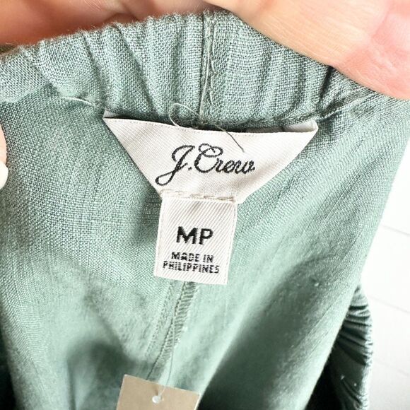 J. Crew Linen Lyocell Pull On Pants Size Medium Petite NWT Olive Green - Picture 4 of 6